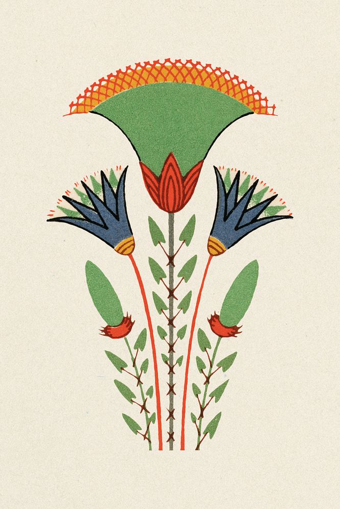 Antique flower Egyptian ornamental psd element illustration