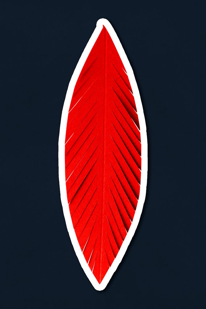 Red feather 3D papercraft sticker psd
