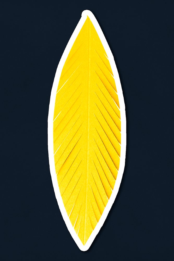 Yellow feather sticker paper craft psd 