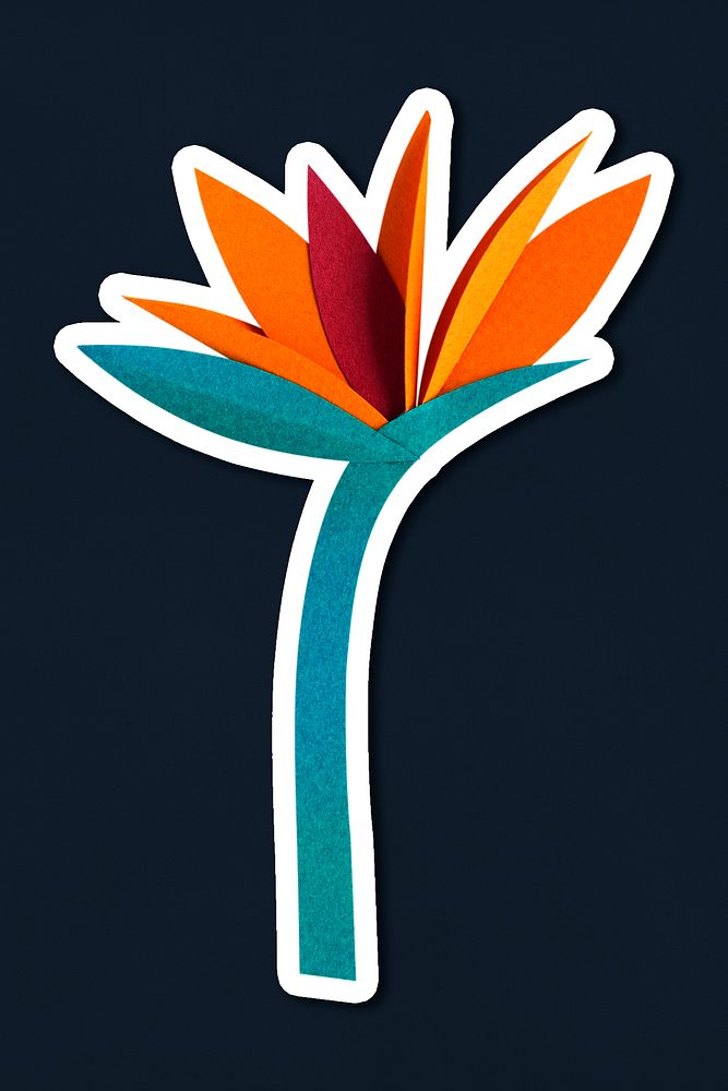 Bird of paradise papercraft flower sticker psd