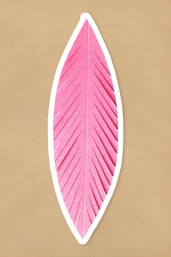 Pink feather sticker paper craft psd