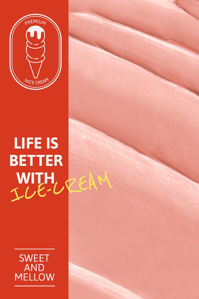 Ice cream template psd with pink frosting texture for pinterest post