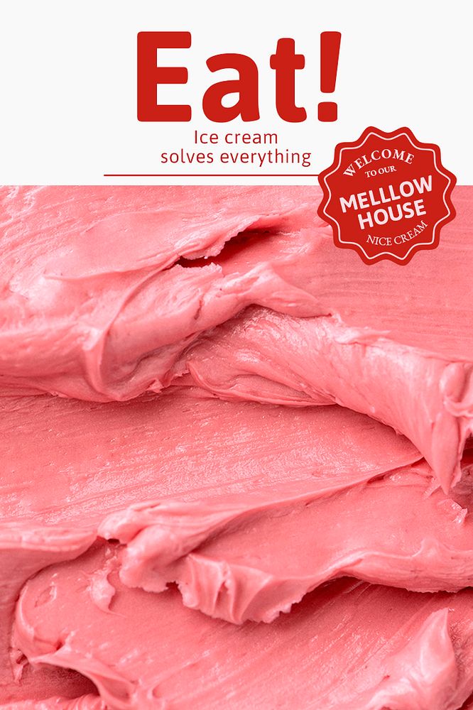 Ice cream template psd with pink frosting texture for pinterest post