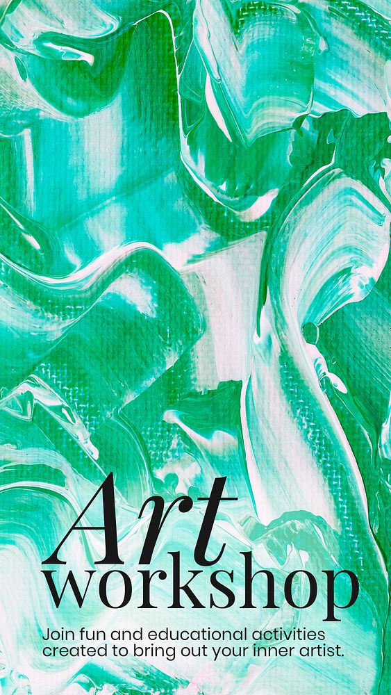 Acrylic paint art template psd green aesthetic creative social media story