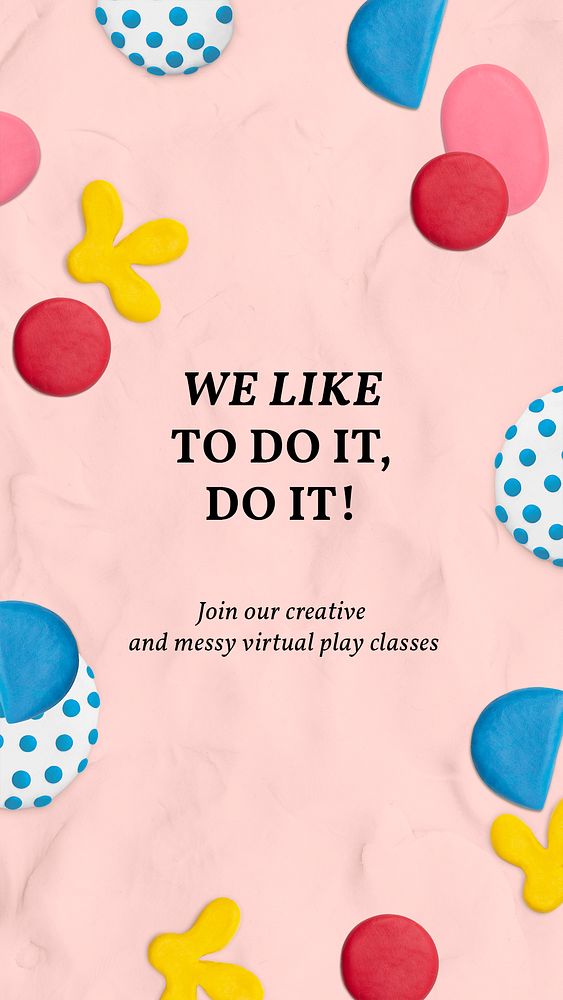 Kids play class template psd cute plasticine clay patterned social media ad