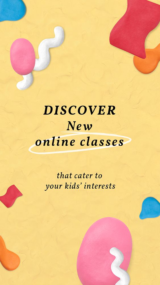 Online classes education template psd plasticine clay patterned ad banner