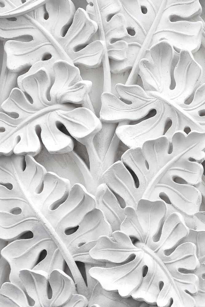 White flower background, carved floral ornament design
