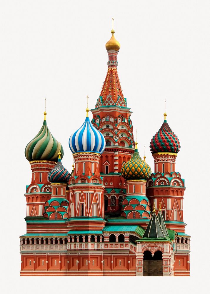 St. Basil's Cathedral, Russian famous landmark psd