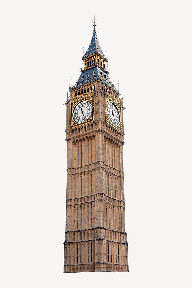 London's Big Ben sticker, famous clock tower psd