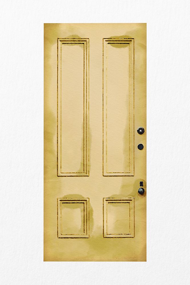 Yellow panel door clipart, modern home interior illustration