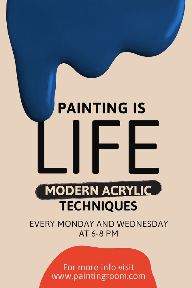 Painting is life template psd creative paint dripping ad poster