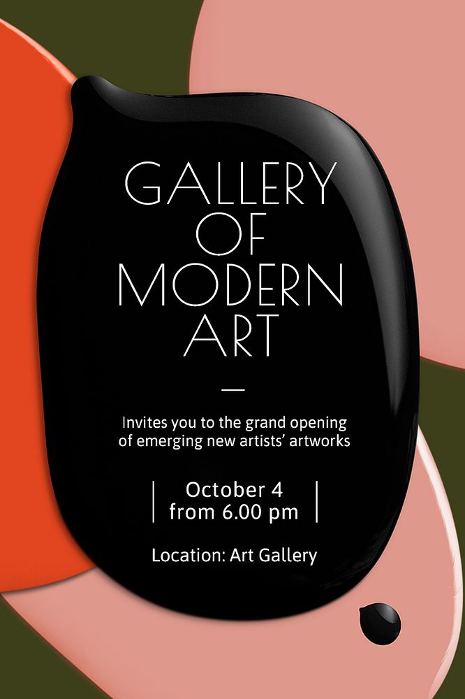 Modern art gallery template psd color paint abstract ad poster