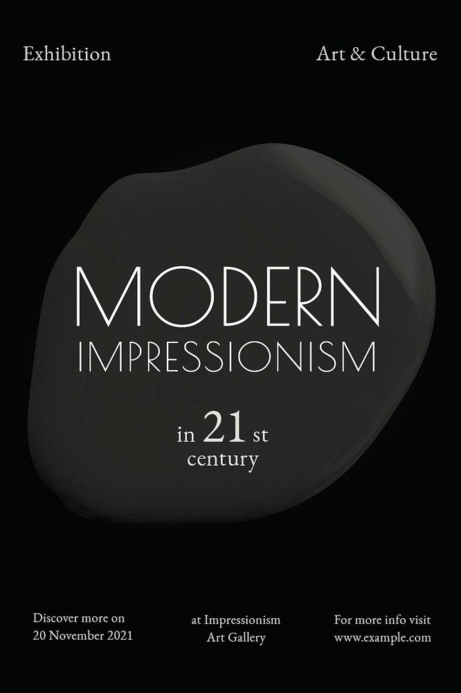 Modern impressionism template psd black paint abstract ad poster