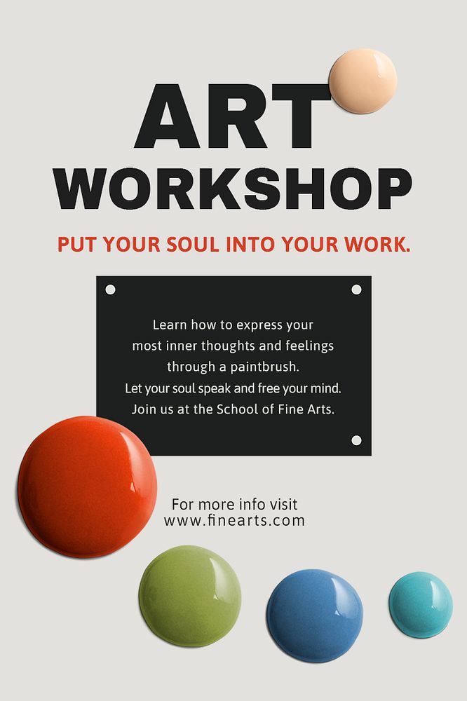 Art workshop template psd color paint abstract ad poster