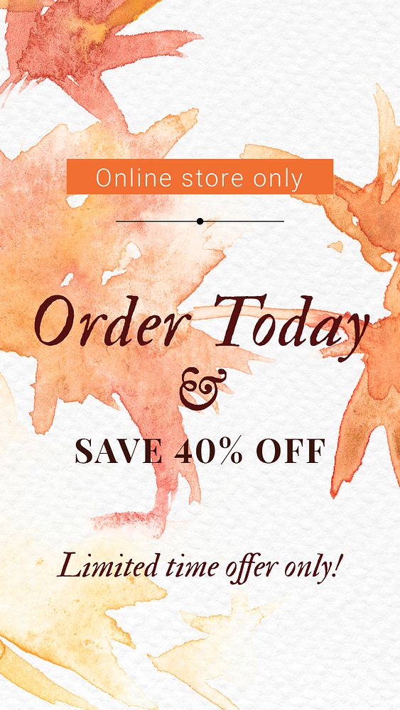 Aesthetic autumn sale template psd with order today text social media ad