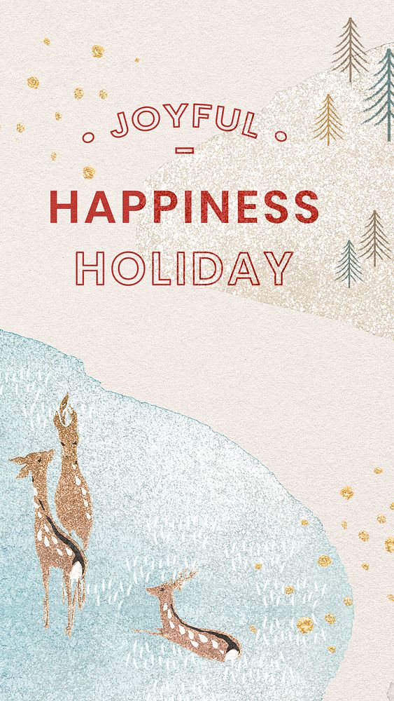 Holiday phone wallpaper template, festive winter season psd design