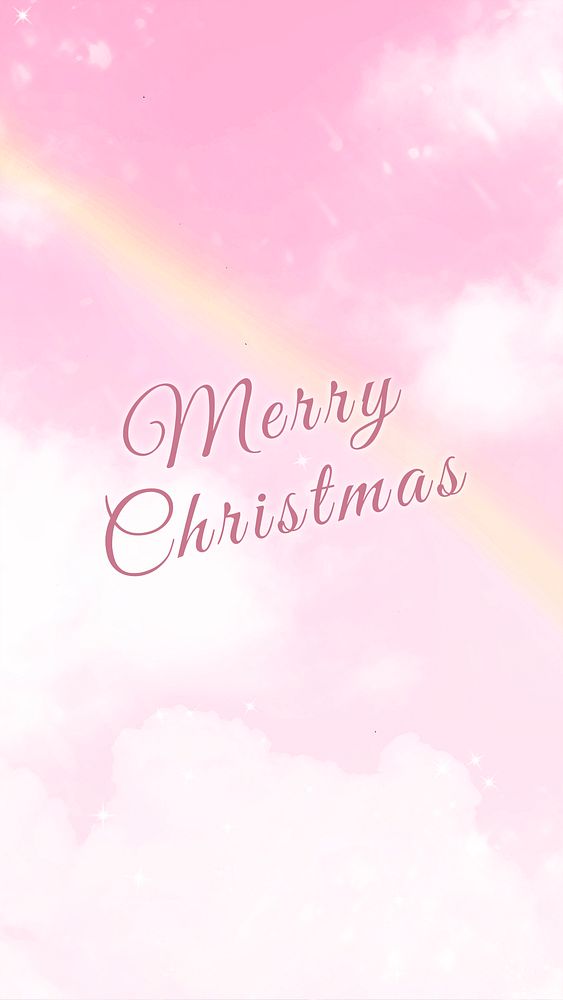 Aesthetic pink mobile wallpaper psd, Christmas template