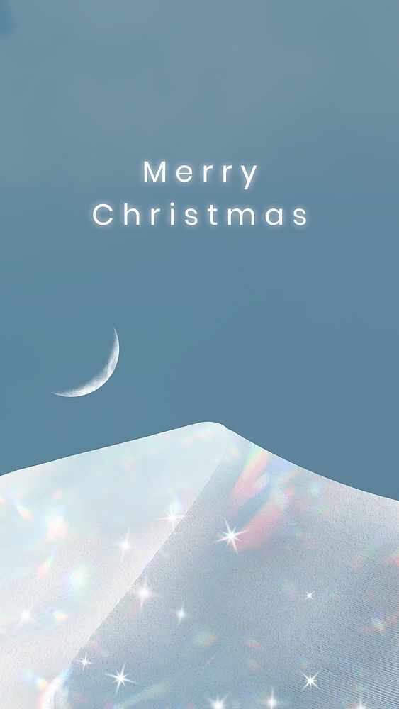 Mobile wallpaper template, aesthetic Christmas psd design, holographic snowy mountain