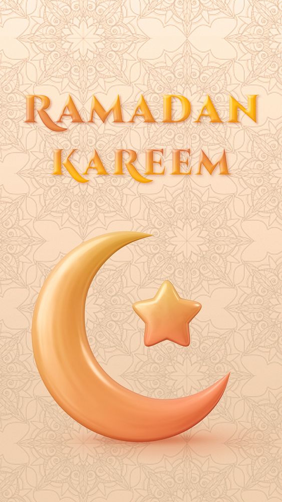 Islamic star crescent, Ramadan Kareem, greeting Instagram story