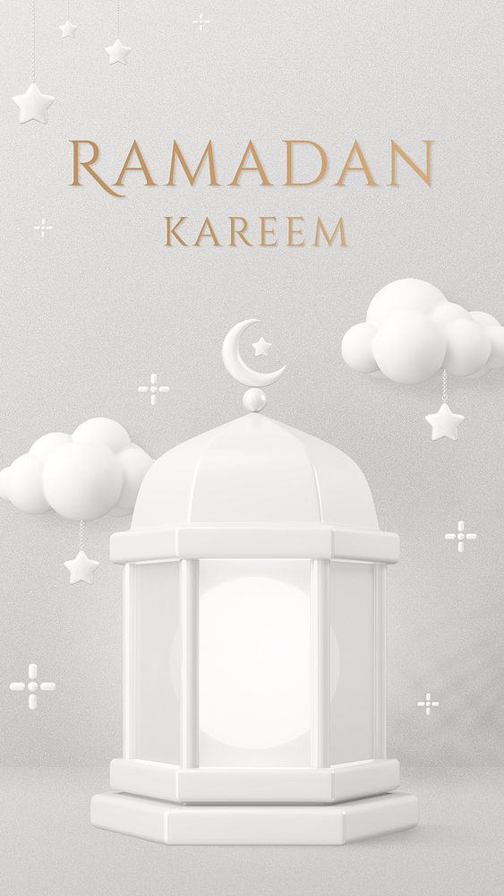 Ramadan Kareem greeting, 3D lanterns, social media story