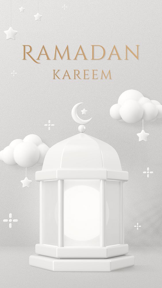 Ramadan Kareem greeting template, 3D lanterns, social media story psd