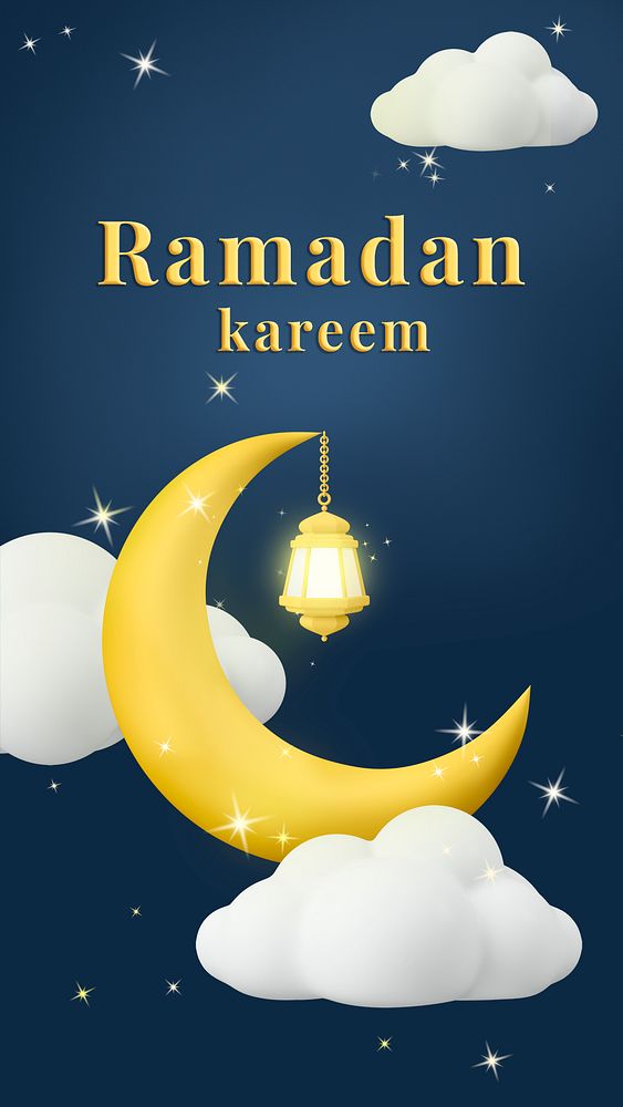 Ramadan greeting Instagram story template, Islam religion tradition psd