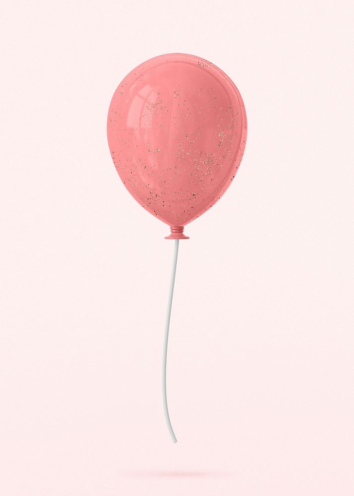 Pink balloon clipart, 3d birthday graphic