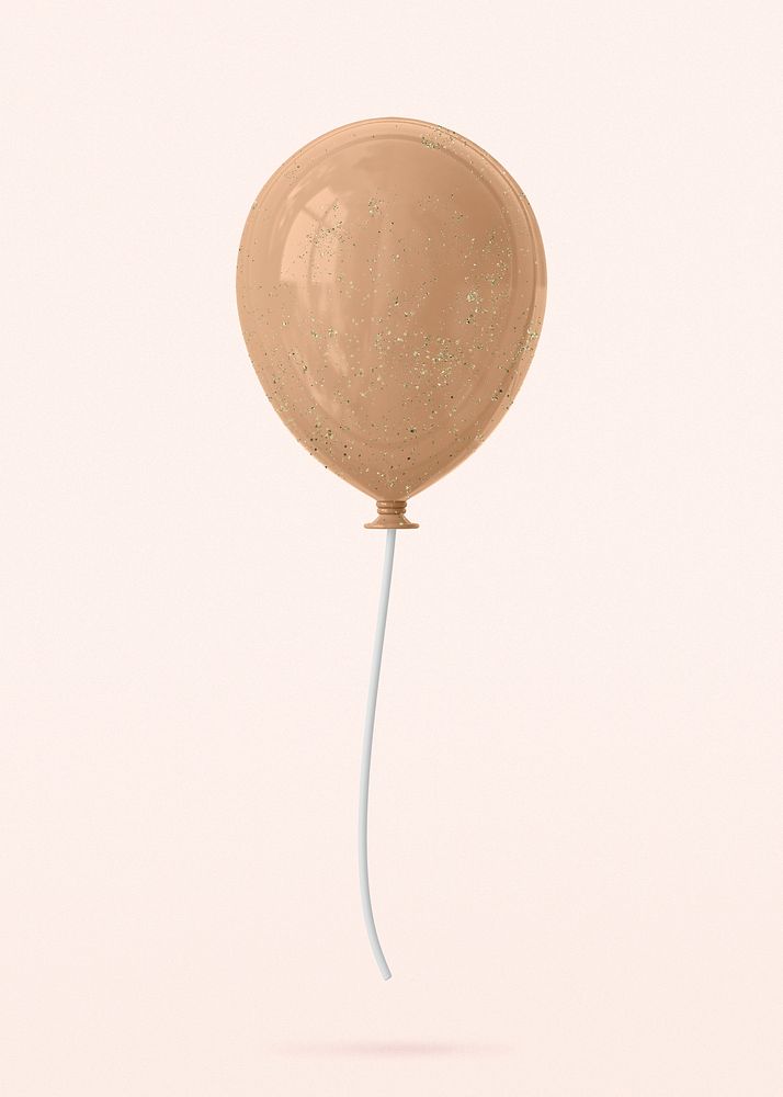 Gold balloon clipart, 3d birthday graphic