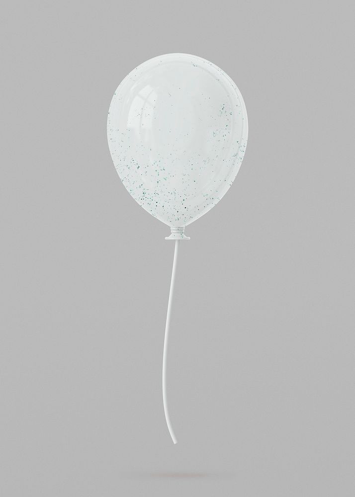 White balloon collage element, 3d birthday graphic psd