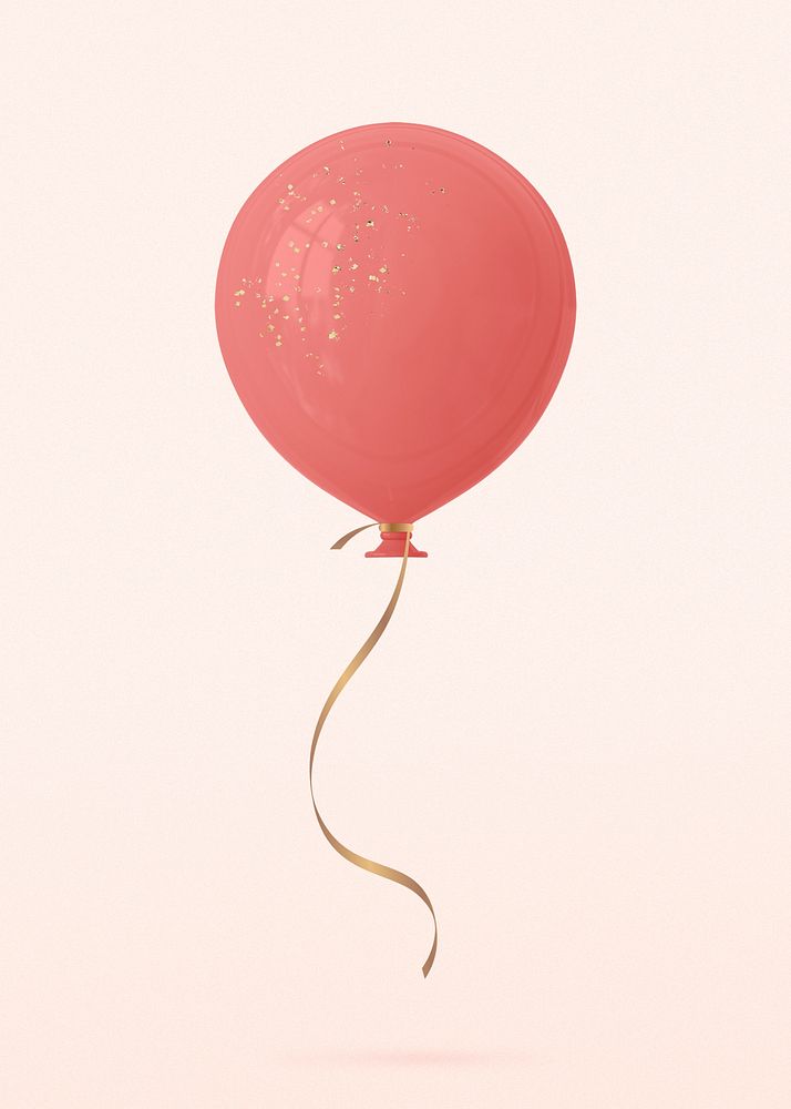 Pink balloon clipart, 3d birthday graphic