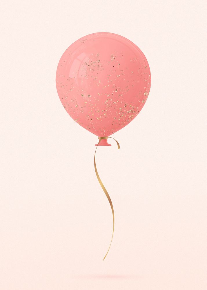Pink balloon design element, 3d birthday graphic psd