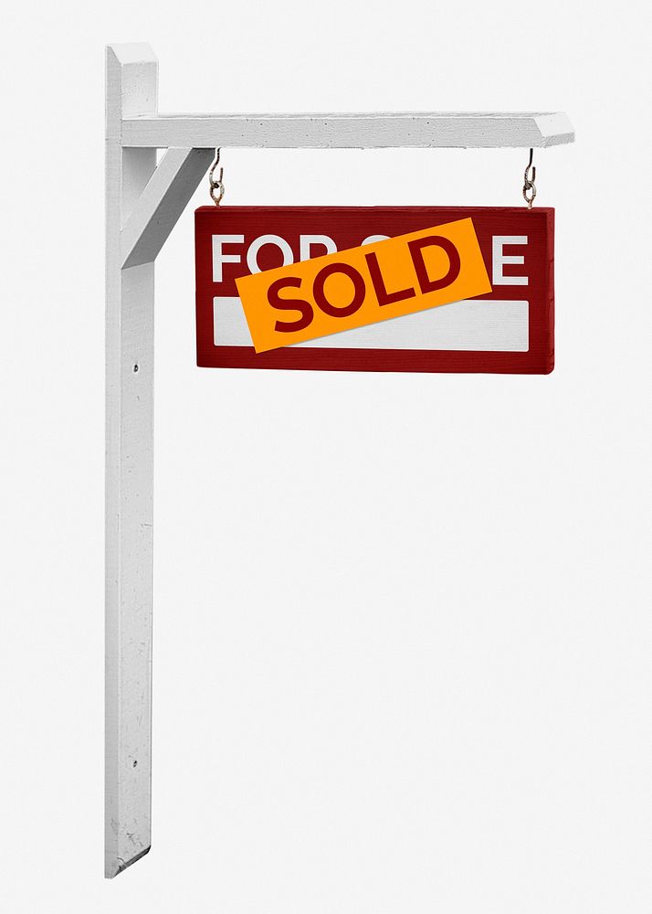 Sold yard sign, real estate clipart psd