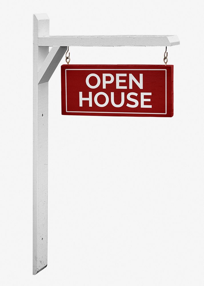 Open house sign, real estate yard advertisement