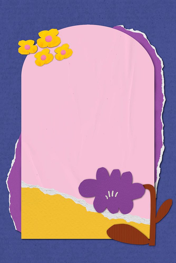 Paper craft frame background, colorful flower design vector
