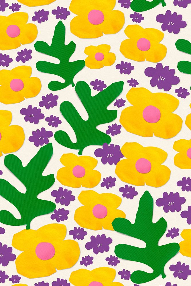 Colorful floral pattern background, paper craft design