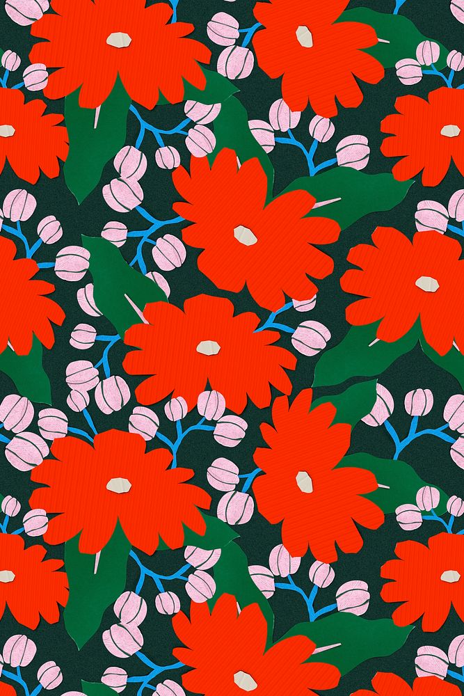 Colorful flower pattern background, paper craft design