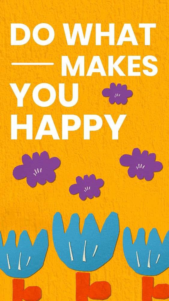 Inspirational quote phone floral template, colorful paper craft design vector