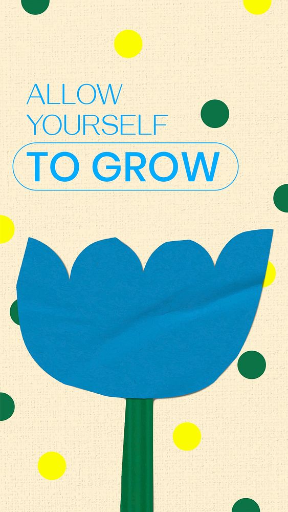 Motivational quote mobile wallpaper template, colorful paper craft flower design vector