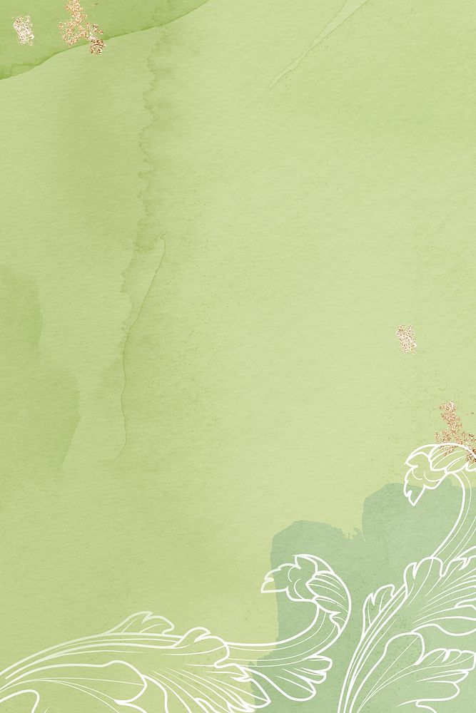 Abstract green watercolor background, botanical design