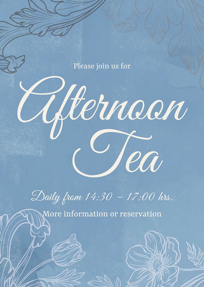 Afternoon tea invitation poster template, acanthus design vector