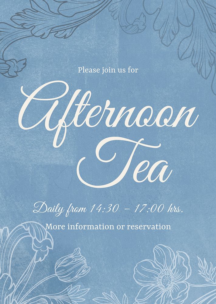 Afternoon tea invitation poster template, acanthus design psd