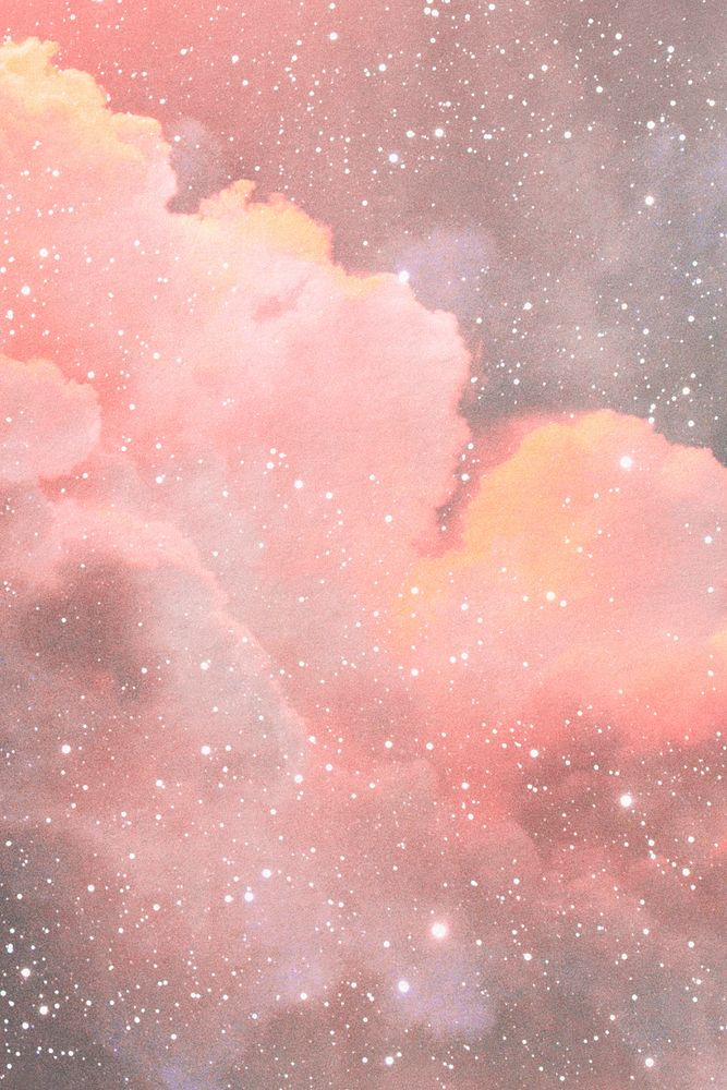 Pink cloud background, aesthetic pastel sky, bling design 