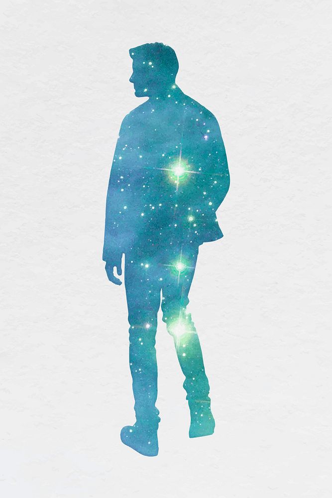 Aesthetic holographic man isolated, galaxy design vector