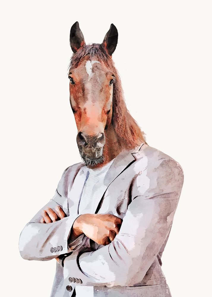 Watercolor horse businessman illustration, business design vector