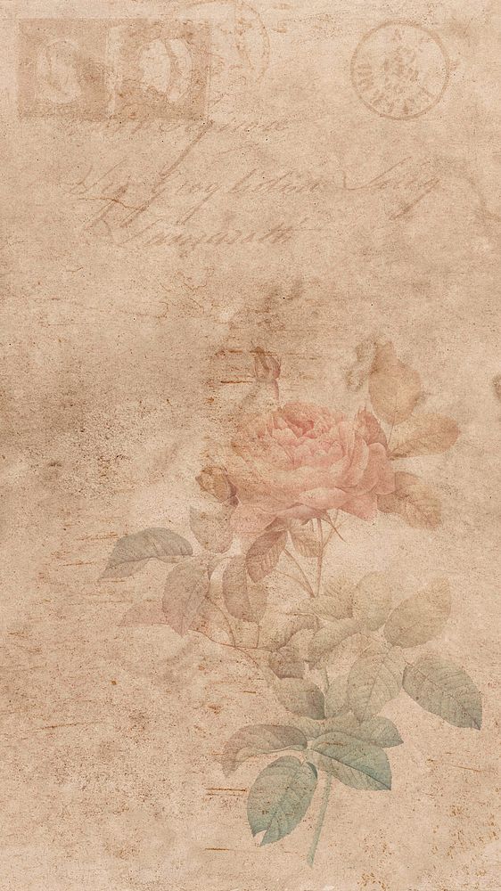 Vintage rose iPhone wallpaper, HD background with handwriting and postmark