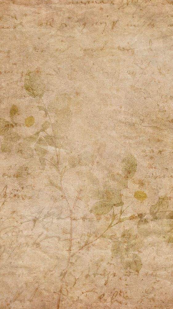 Vintage flower mobile phone wallpaper, HD background, old paper texture