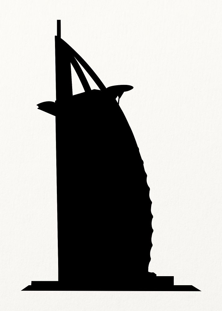 Burj Al Arab silhouette, famous Dubai hotel clipart