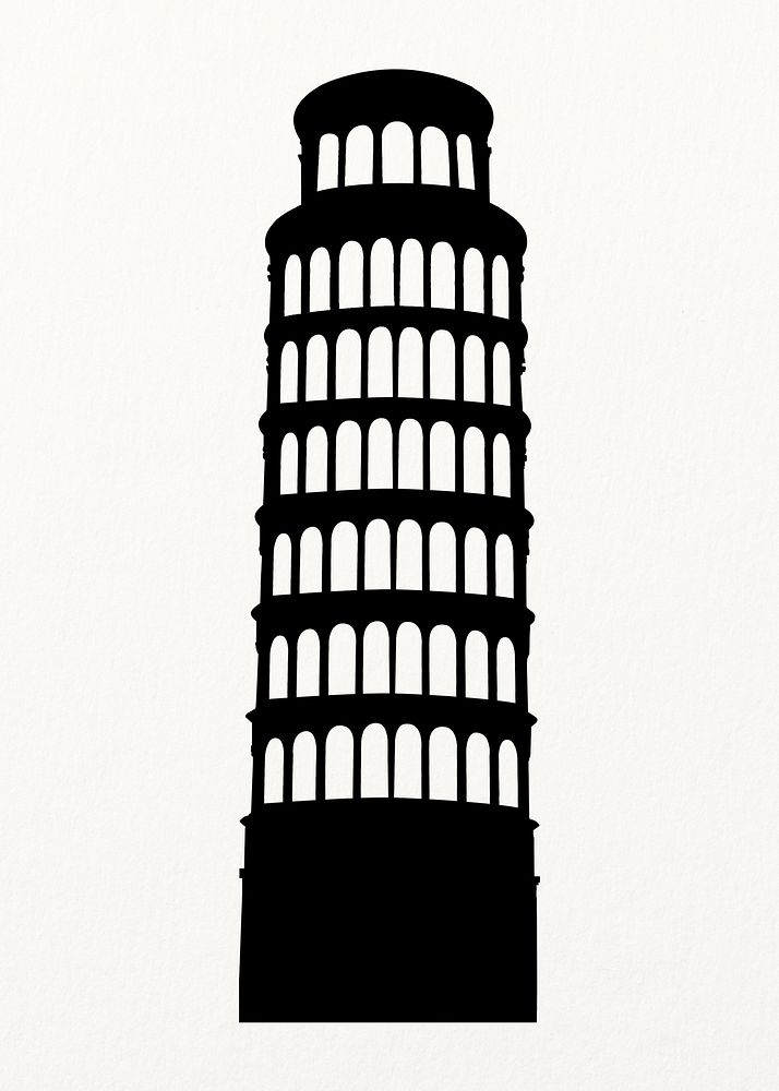 Leaning Tower of Pisa silhouette clipart