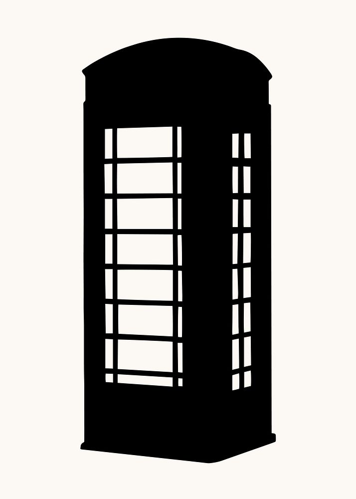 Telephone box silhouette, public phone service vector