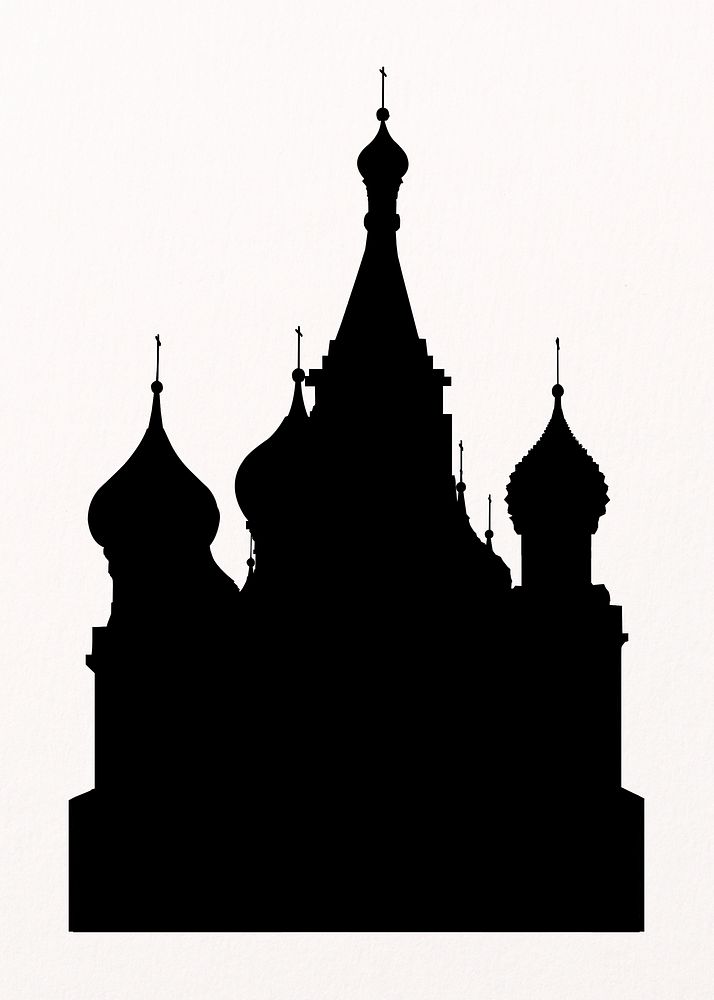 Saint Basil's Cathedral silhouette, Russian architecture psd